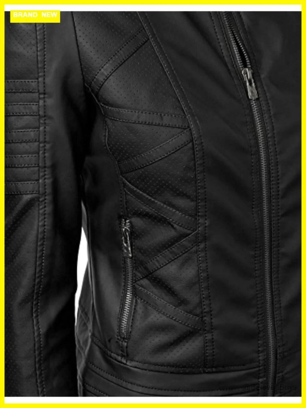 Slim Fit Faux Leather Moto Jacket for Women - PU Biker Motorcycle Coat